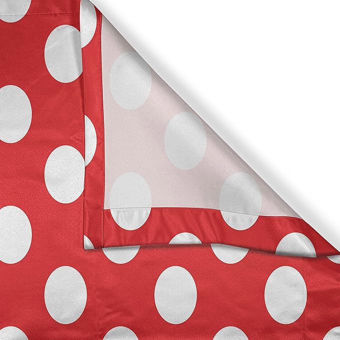 Ambesonne Retro Long Kitchen Curtains, 50s 60s Iconic Pop Art Style Big White Polka Dots Picnic Vintage Old Theme Image, Two Panels Drapes with Rod Pocket Room Decor, 55" x 45", Vermilion White