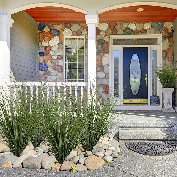 12PCS Fake Plants Artificial Wheat Grass Greenery Plastic Plants Fake Grass Artificial Plants for Outdoor Decor Artificial Grass Plant with Greenery Stems for Indoor Home Decoration 26.4"