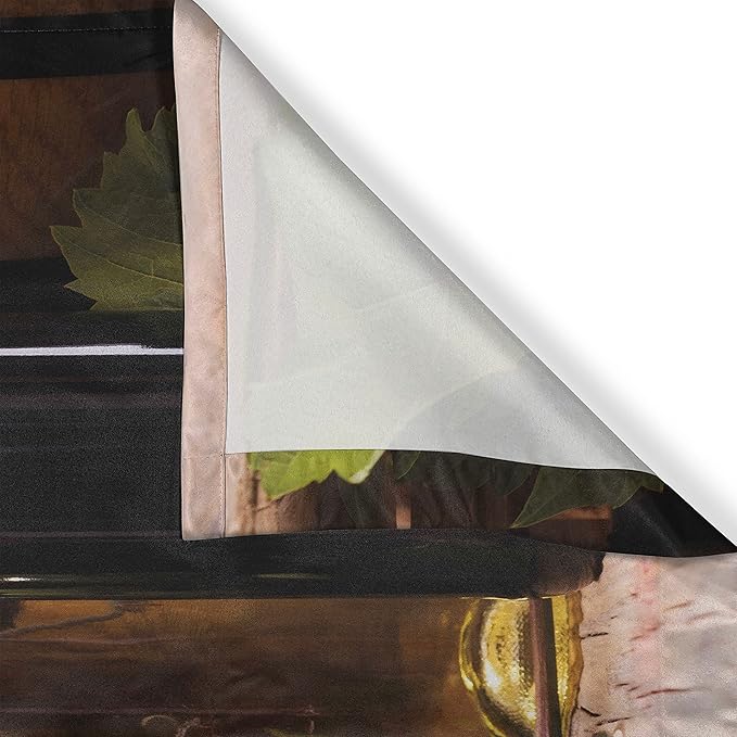 Ambesonne Wine Long Kitchen Curtains, Glasses of Red and White Wine Served with Grapes French Gourmet Tasting, Two Panels Drapes with Rod Pocket Room Decor, 55" x 45", Brown Ruby