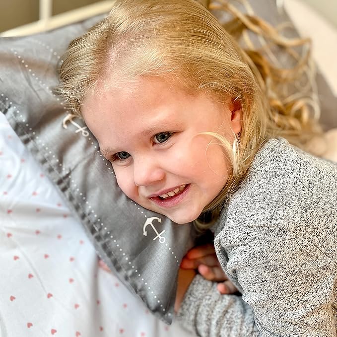 ALVABABY Travel Pillow Cover, Fits 13 x 18,12x 16 Kids Pillow, 2 Pack Organic Cotton Toddler Pillowcase, Envelope Baby Pillow Cover for Boys Girls, Sailboat+Anchor, 2TPW17