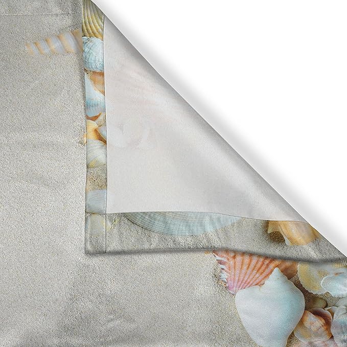 Ambesonne Starfish Long Kitchen Curtains, Seacoast with Sand with Colorful Various Seashells Tropics Aquatic Wildlife Theme, Two Panels Drapes with Rod Pocket Room Decor, 55" x 45", White Coral
