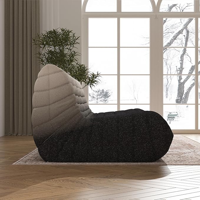 Bean Bag Chair, Oversized Fireside Chair Bean Bag Sofa Large Bean Bag Chair for Adults, 3 Seater Bean Bag Chairs for Teens with High Density Comfortable Foam, Bean Bag for Living Room(Black&White)