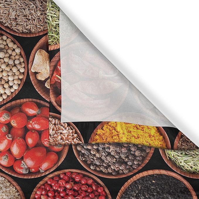 Ambesonne Retro Kitchen Curtains, Colorful Herbs and Spices Cardamom Pepper Chili Ginger Dill Natural Cuisine Print, Window Drapes 2 Panel Set for Kitchen Cafe Decor, 55" x 39", Brown Yellow