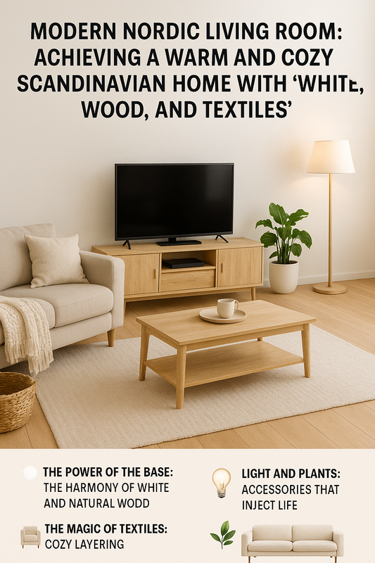 Modern Nordic Living Room: Achieving a Warm and Cozy Scandinavian Home with 'White, Wood, and Textiles'