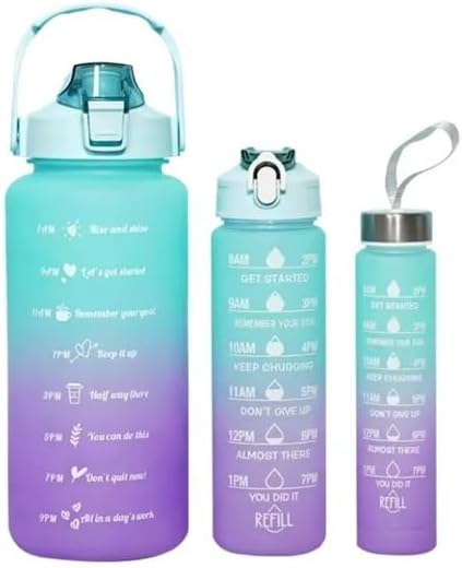 Botella Agua Motivacional (Green and Violet, 295 X 110 milimetros, Violeta y Verde, RY-010