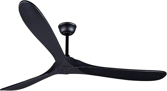 Bigzone 70" Black Ceiling Fan Without Light, 3 Solid Wood Blades, Outdoor Ceiling Fan with Remote, Reversible Motor