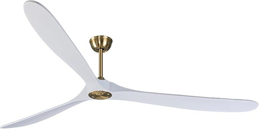 Bigzone 88" Indoor Ceiling Fans Without Lights With Remote Control, DC Motor Quiet Energy Saving,3 White Balsa Wood Blades,Outdoor/Indoor Ceiling Fan With Reversible Blades