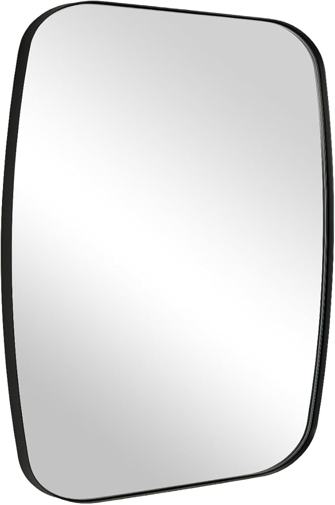 ANDY STAR Black Oblong Mirror, 36x40 Inch Black Oval Mirror for Bathroom with Stainless Steel Metal Frame, Wall Mouned for Bathroom, Living Room, Entryway
