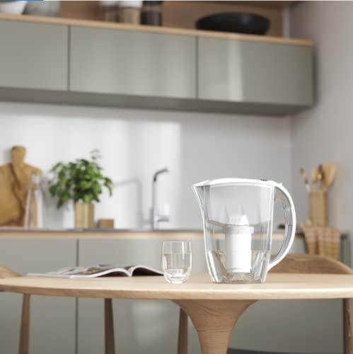 AQUAPHOR Ideal 7-Cup Water Filter Pitcher - White with 1 x B15 Filter - Fits in The Fridge Door - Reduces Limescale and Chlorine - Ideal for Seven Cups
