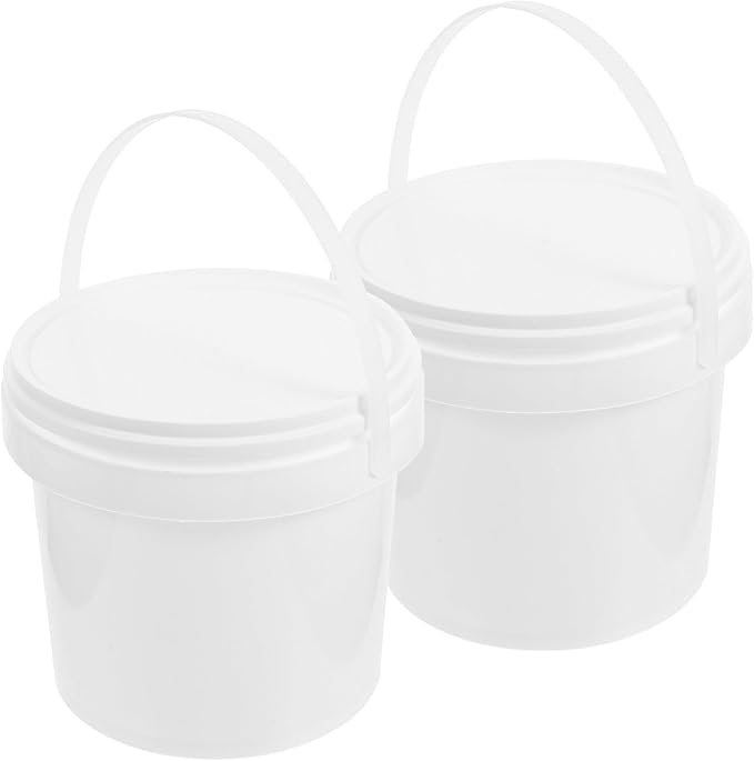 BESTonZON 2pcs Toy Portable Handle Bucket, Heavy Food Grade Household Kids Tub Ice Treasure Duty Container Buckets, 2L Storage Bucket