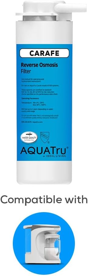 AquaTru Carafe AT100 Reverse Osmosis Filter | Reduces Arsenic, Lead, Parasitic Cysts, Copper, and More | Filters Impurities Down To 1/10000 of a Micron!