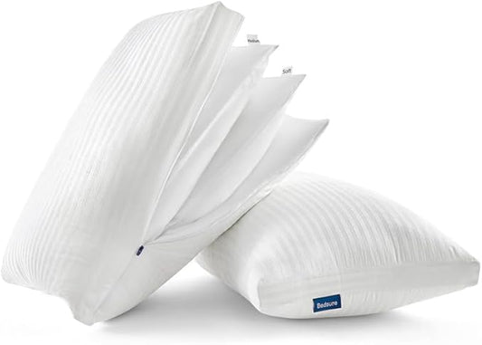 Bedsure Pillows Set of 2 - Fluffy & Soft Adjustable Layer Queen Pillows with Cotton Cover, Luxury Bed Pillows for Sleeping, Firm Pillows for Side, Back, Stomach Sleepers (2, Standard)