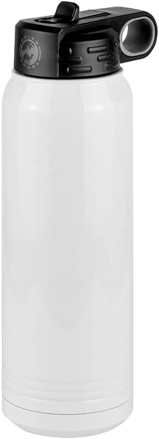 Basketball Mom Water Bottle, Messy Bun, White 30 oz Polar Camel with Straw Lid, Stainless Steel, Vacuum Insulated