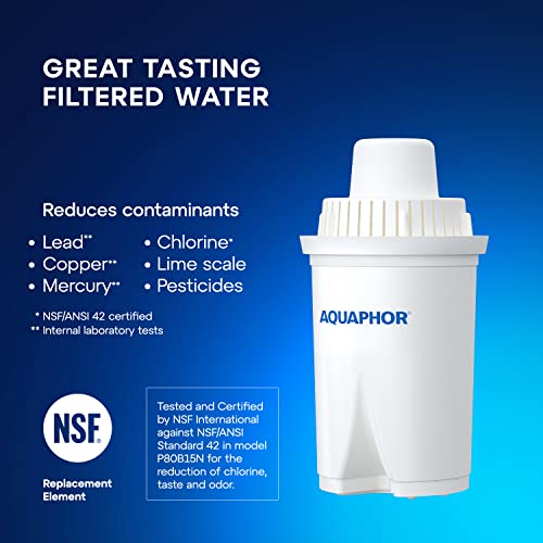 AQUAPHOR Ideal 7-Cup Water Filter Pitcher - White with 1 x B15 Filter - Fits in The Fridge Door - Reduces Limescale and Chlorine - Ideal for Seven Cups