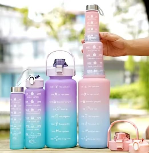 Botella Agua Motivacional (Pink and Light Blue), 295 X 110 milimetros, Rosa y Celeste, RY-010