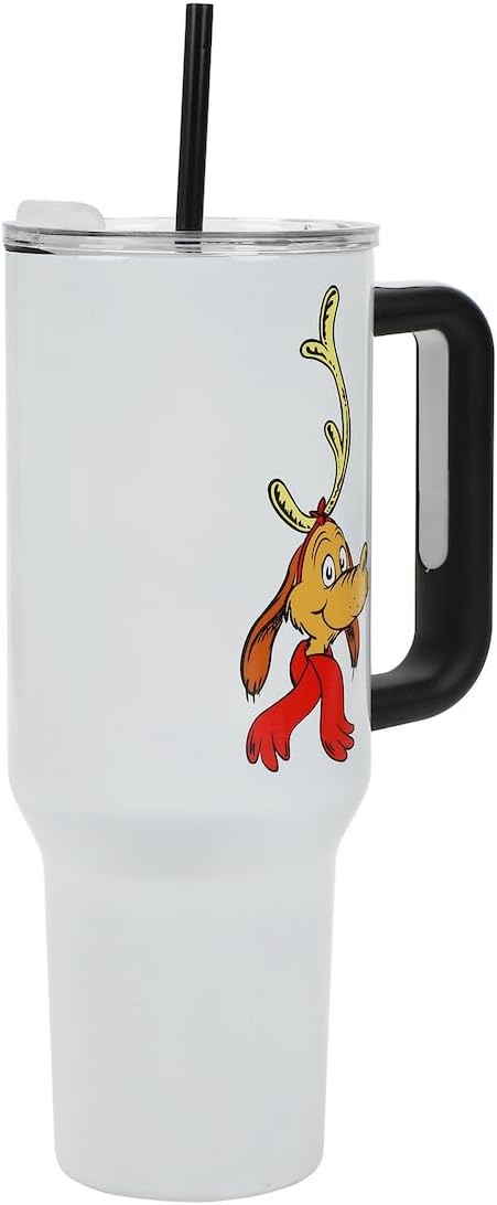 Bioworld The Grinch Max 40 Oz White Stainless Steel Tumbler With Handle