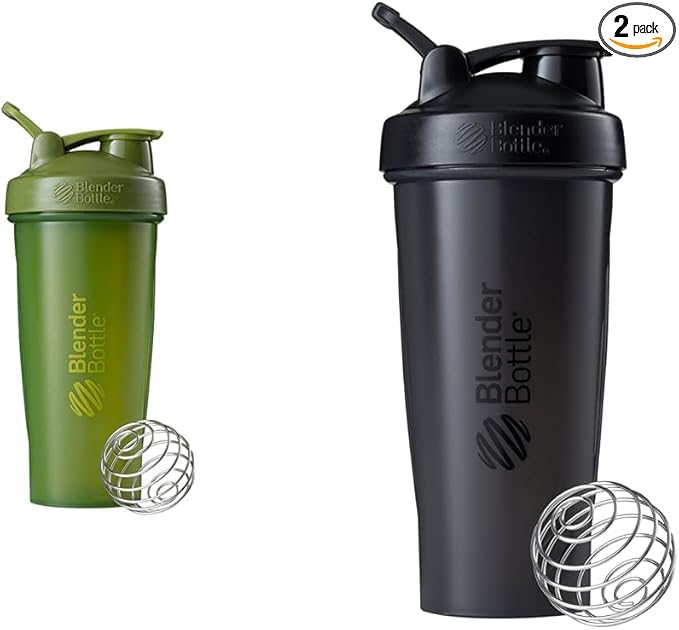 BlenderBottle Classic 28-Ounce Shaker Bottle Bundle with Moss Green and Black