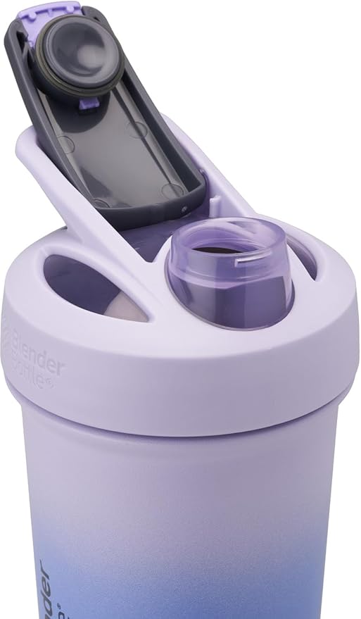 BlenderBottle Strada Sleek 25-Ounce Insulated Stainless Steel Water Bottle and Stay-In-Bottle Reusable Silicone Straws for Shaker Bottles (2 Pack)