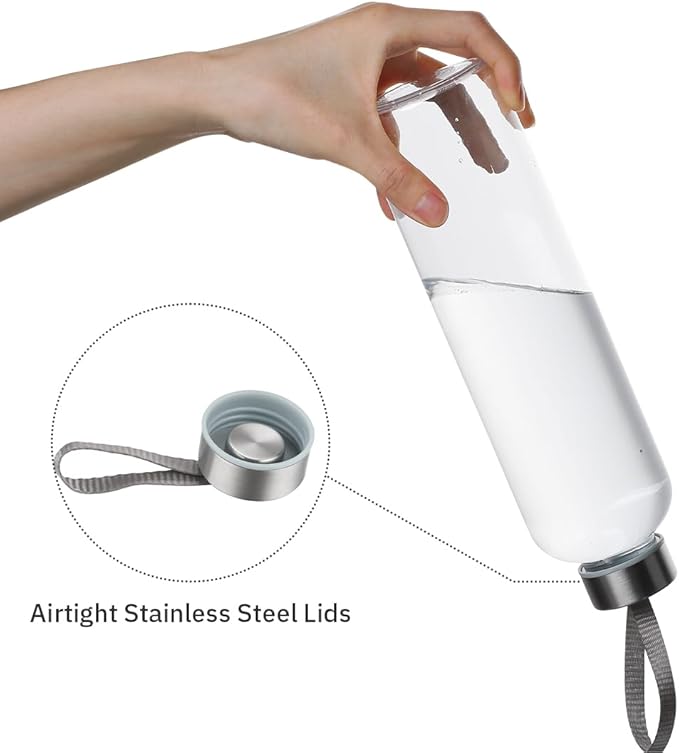 27 Oz Water Bottle Clear Plastic bottles Reusable Leak-Proof Seal Bottle with Stainless Steel Lids and Cleaning Brush for Fitness,Sports,Travel (6)