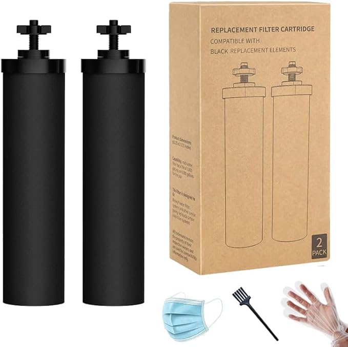 BB9-2 Water Filter Black Element Cartridge Compatible with Berkey Countertop Water Purification System. NSF Certified Water Filter for Berkey BB9-2 Black Purification Elements, 2 Pack