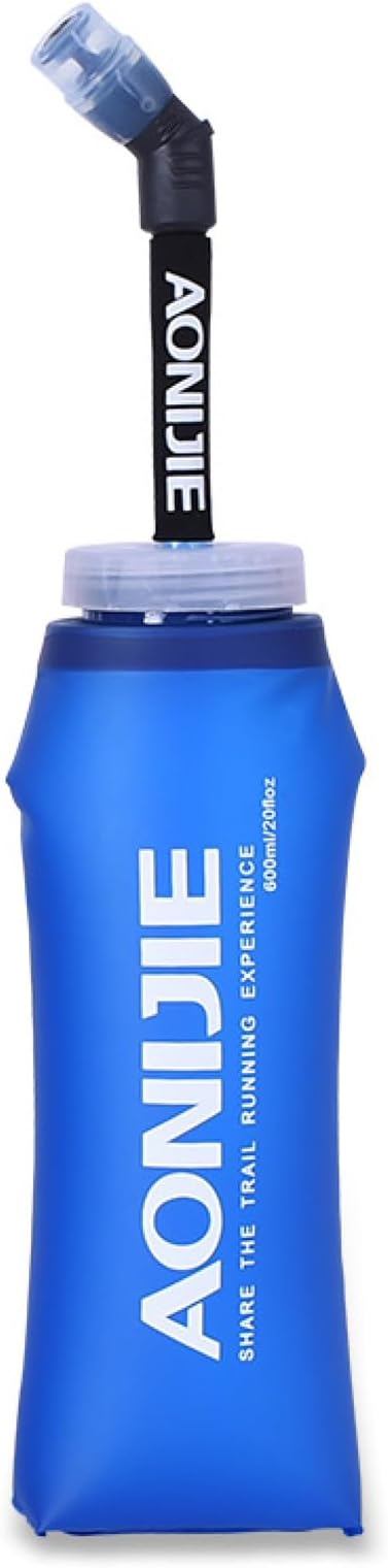 Azarxis Soft Flask Collapsible Water Bottle Running Soft Gel Flask Reservoir Handheld Folding TPU 600ml for Hydration Pack Hiking Cycling Climbing (600ml - 1 Pack)