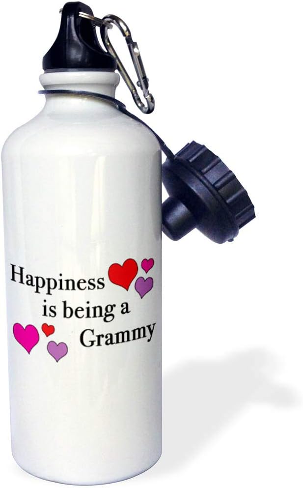 3dRose Happiness Is Being A Grammy Sports Water Bottle, 21 oz, White