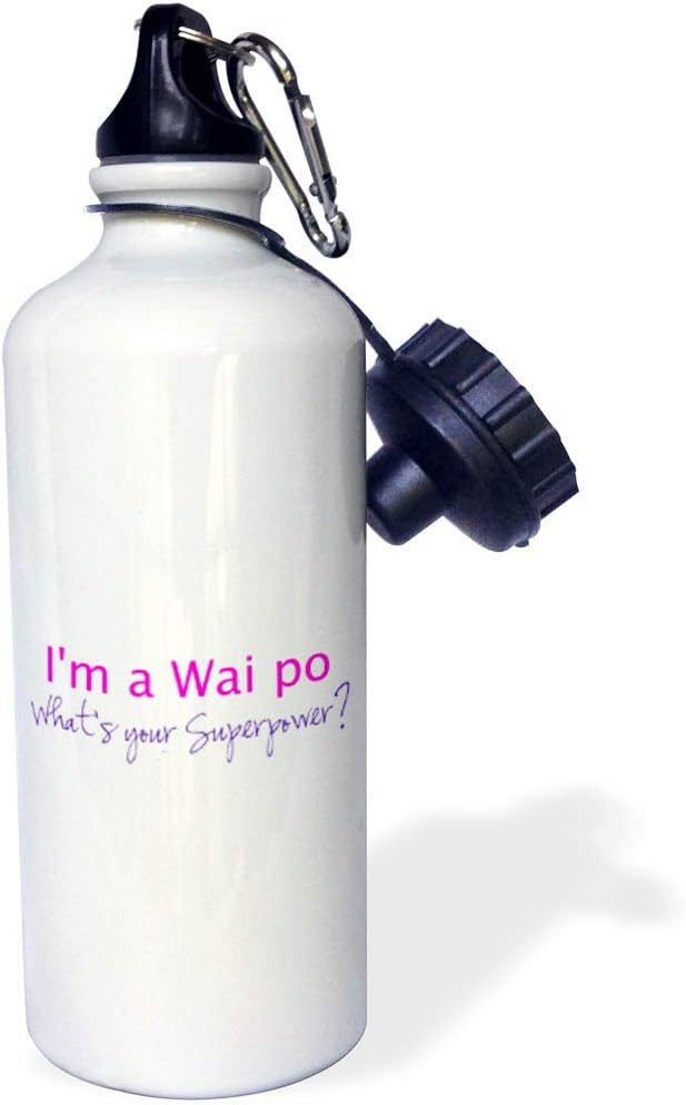3dRose Im a Wai po. Whats Your Superpower-hot Pink-Funny Gift for Grandma-Sports Water Bottle, 21oz , 21 oz, Multicolor