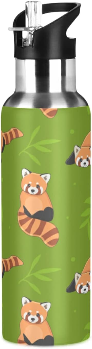 Blueangle 20oz Cartoon Cute Red Panda Water Bottle, BPA Free Stainless Steel Water Bottle Leak-Proof Sports Bottle for Camping Workouts Gym and Outdoor Activity