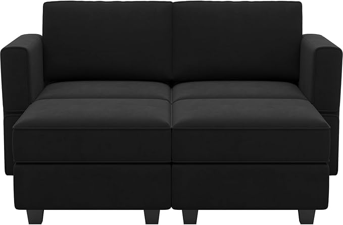 Belffin Modular Sectional Sofa with Reversible Chaise L Shaped Couch with Ottoman Modular Sofa Couch with Storage Black