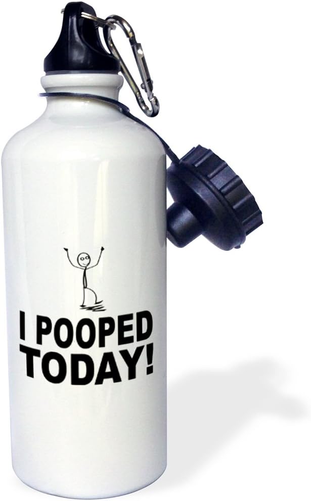3dRose I Pooped Today Sports Water Bottle, 21 oz, White