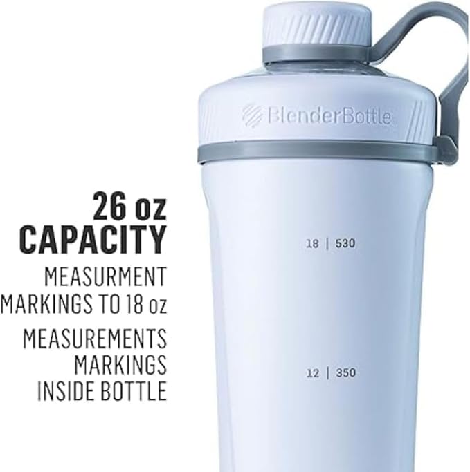 BlenderBottle Radian Shaker Cup Insulated Stainless Steel Water Bottle with Wire Whisk, 26-Ounce, Matte Rose Pink