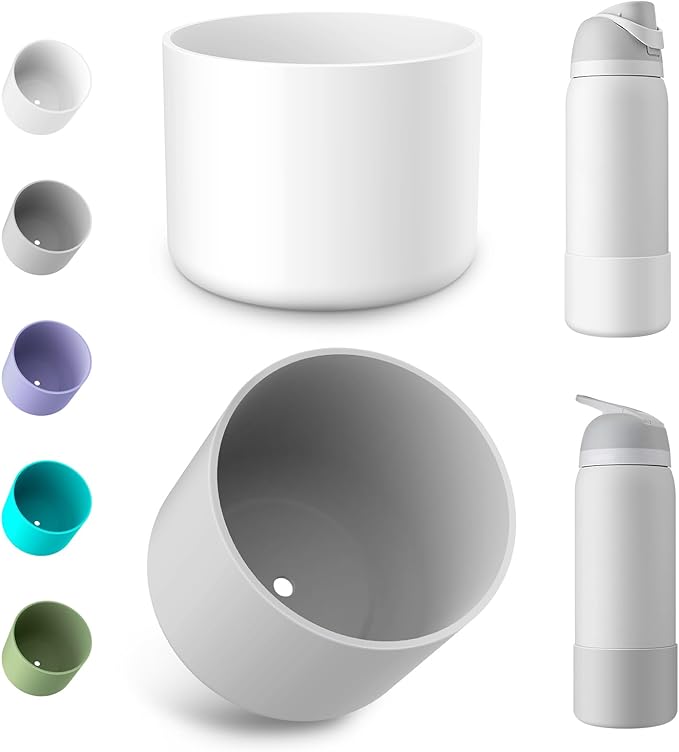 2PCS Silicone Water Bottle Boot for Owala 24oz 32oz 40oz, Protective Bottom Bumper Anti-Slip Sleeve for FreeSip, Twist, and Flip Stainless Steel Bottles, Dishwasher Safe and BPA Free