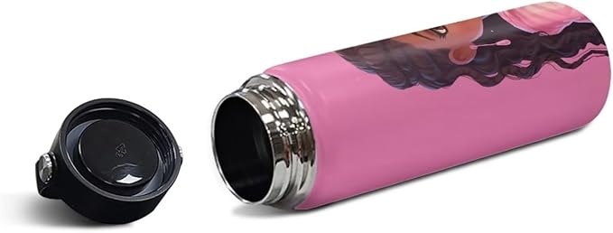 Black Girl Magic Insulated Water Bottle with Handle 18 oz Vacuum Water Bottle for Hot & Cold Drinks, Wide Mouth, Great for Travel, Hiking