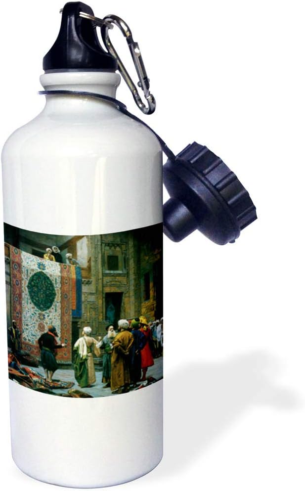 3dRose "The Carpet Merchant by Jean-Leon Gerome" Sports Water Bottle, 21 oz, White