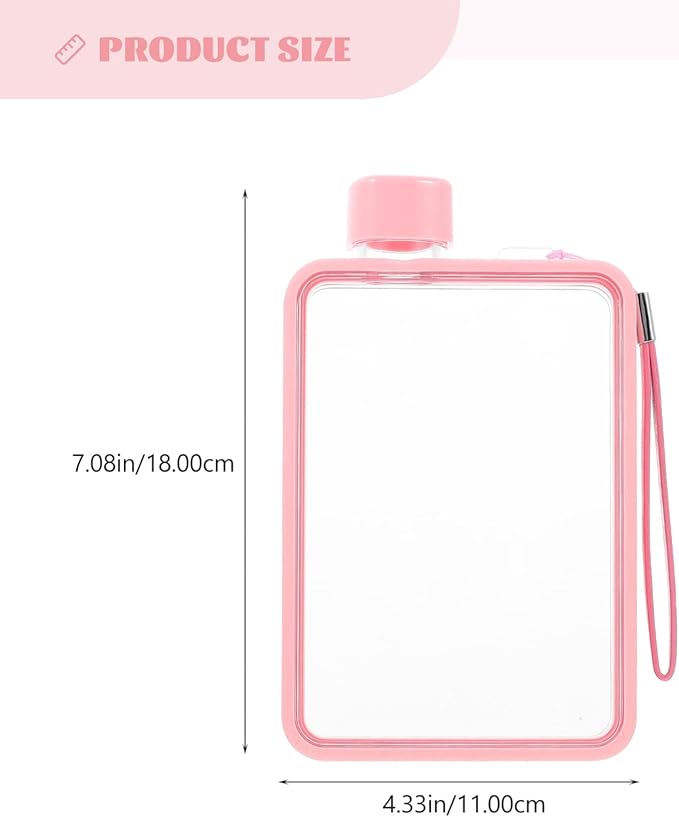 BESPORTBLE Water Bottles Flat Water Bottle: Portable Travel Flask A5 Water Bottle, 13oz Flat Travel Mug for Camping Gym Fitness Sports Camping Accessories