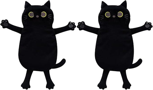 2PCS Microwave Heating Pads for Cramps Pain Relief, 17 * 9" Moist Microwavable Period Menstrual Heat Packs for Cramps, Back, Neck, Shoulder, Abdomen, Black Cat