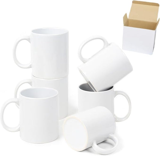 36-Pack 11oz Sublimation Blanks Mugs, White Ceramic Coffee Cups