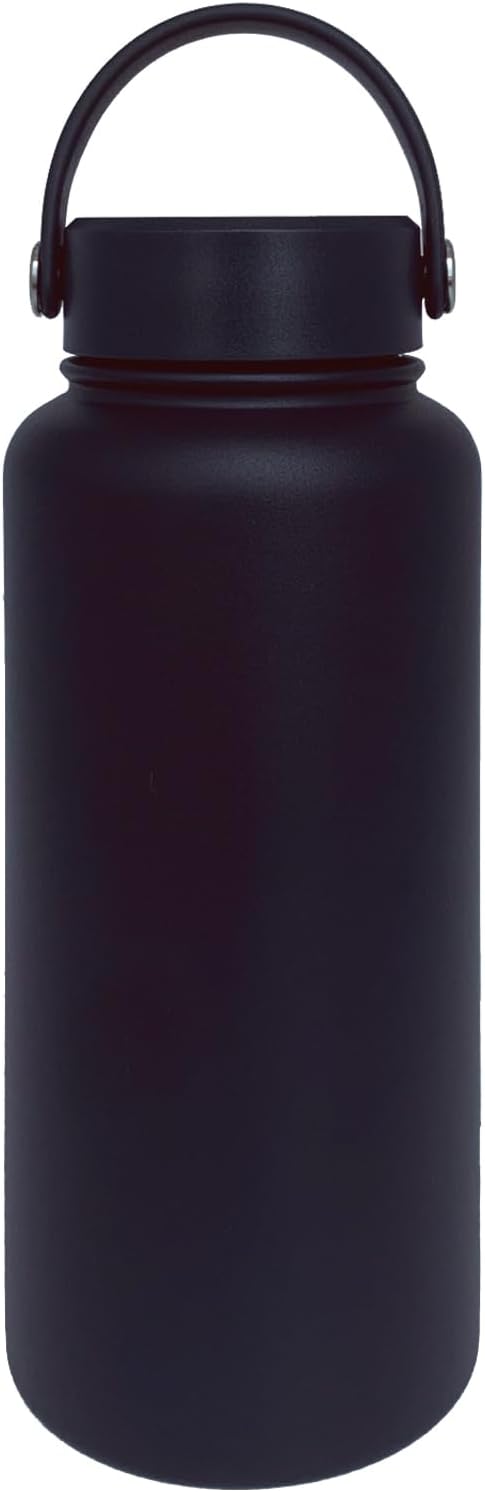 32oz Insulated Water Bottle ，Stainless Steel Sports Water Cup Flask with 2 Lids, Wide Mouth Travel Thermal Mug,Outdoor Sports Bottle（Blue Black）