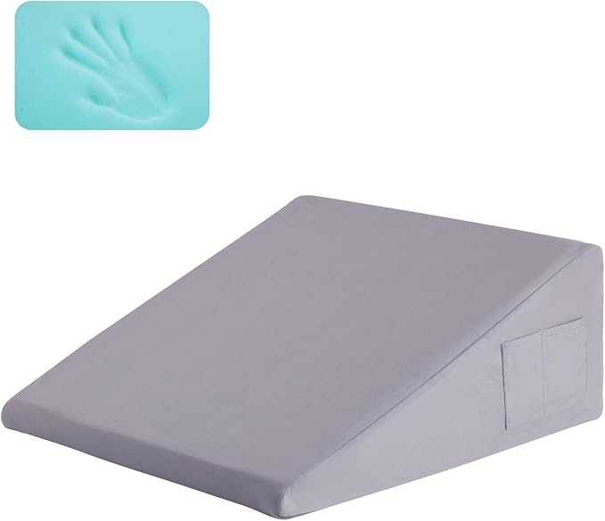 Bed Wedge Pillow for Sleeping, 7.5" Wedge Pillows for After Surgery, Soft Memory Foam Top, Triangle Pillow Wedge, Body Positioners for Leg Elevation, Acid Reflux, Gerd, Snoring Relief, Velvet