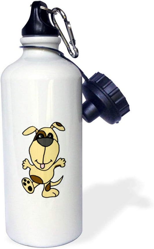 3dRose Funny Happy Dancing Puppy Dog-Sports Water Bottle, 21oz , 21 oz, Multicolored