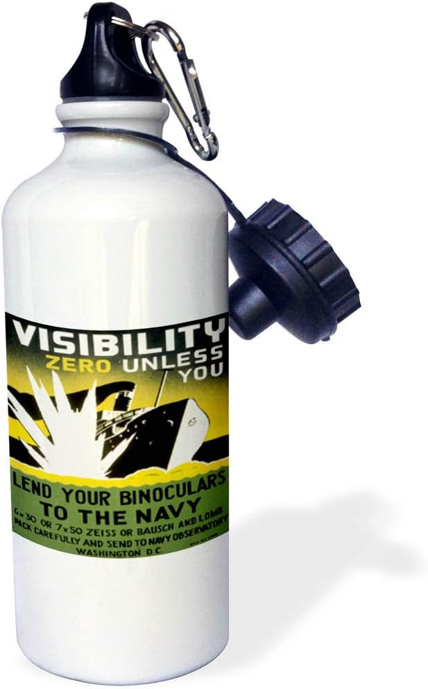 3dRose Lend Your Binoculars to The Navy Washington DC Wartime Poster-Sports Water Bottle, 21oz , 21 oz, Multicolor