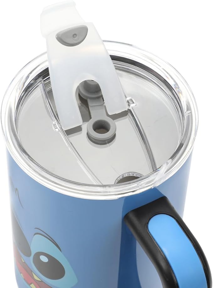 Bioworld Disney Stitch Face 40 Oz Blue Stainless Steel Tumbler With Handle