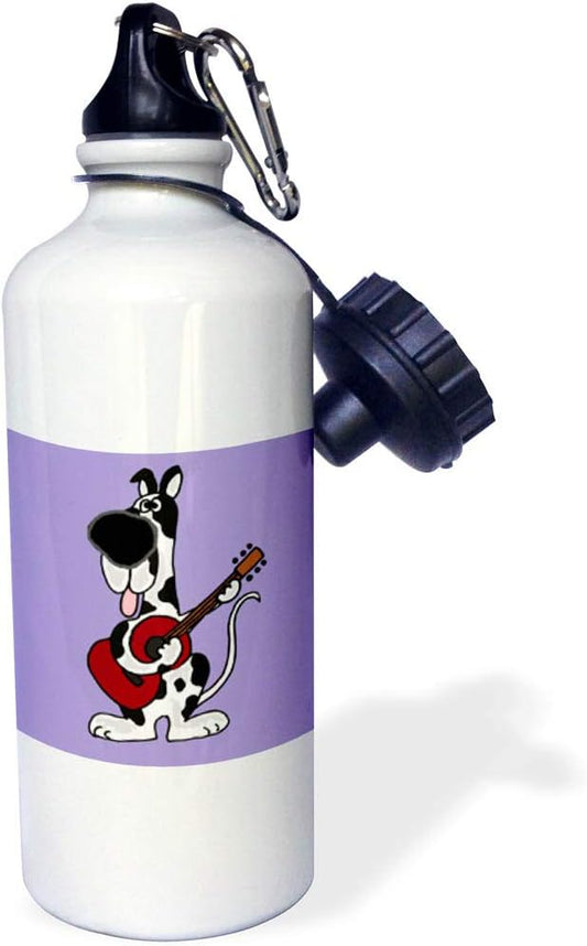 3dRose Harlequin Dane Playing The Guitar Sports Water Bottle, 21 oz, Multicolored