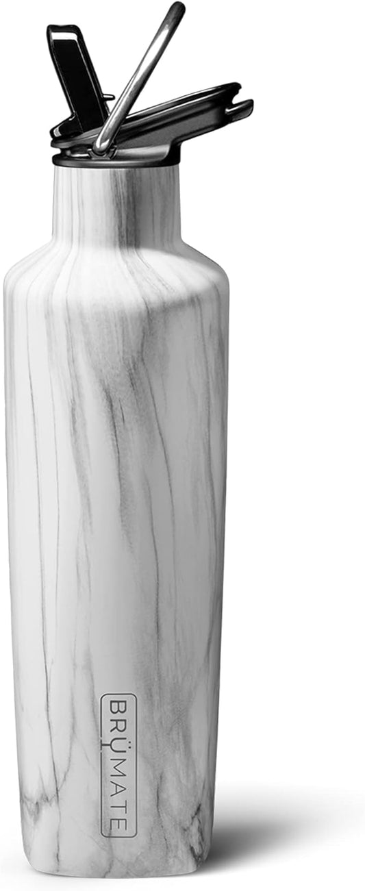 BrüMate ReHydration Mini Kids Water Bottle | 100% Leakproof Insulated Water Bottle for Kids with Straw | Stainless Steel Water Canteen | Perfect Kids Water Bottle for School | 16oz (Carrara)