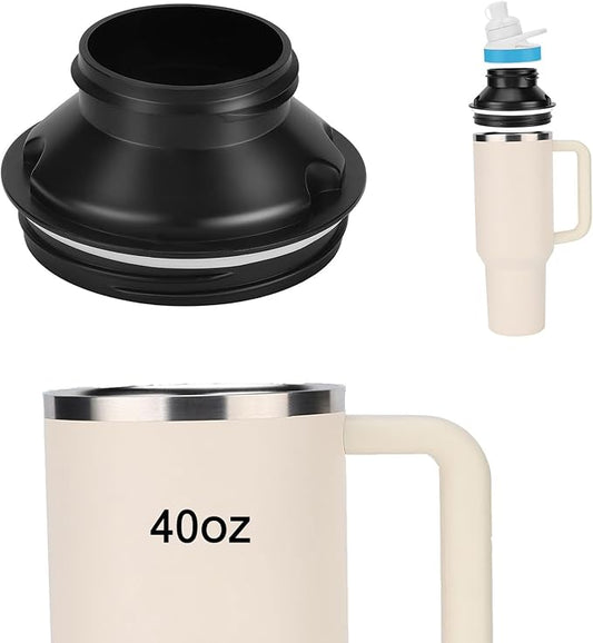 Bottle Adapter for Stanley Cup 40oz to Cirkul, Lid Cap Converter Accessories, Cirkul Stanley Adapter BPA Free Plastic, Food Grade Silicone Fits for 40 oz Stanley Water Bottles(Black)