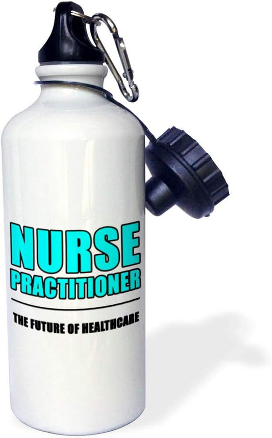 3dRose Nurse Practitioner The Future Of Healthcare Aqua-Sports Water Bottle, 21 oz, White