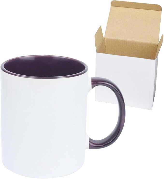 11oz White Ceramic Sublimation Coffee Mug in White Gift Box, 6 New Mixed Colors, Case of 6