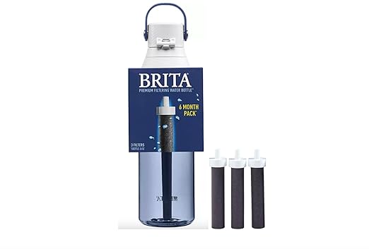Brita Water 26-Ounce Premium Filtered Water Bottle + 3 Replacement Filters- Night Sky