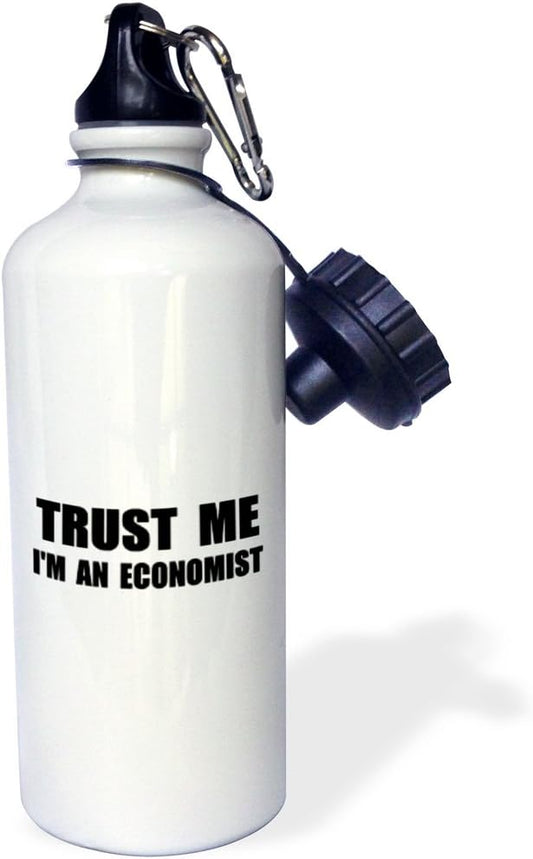 3dRose Trust me Im an Economist-Fun Economics Humor-Funny Job Work Gift Sports Water Bottle, 21oz, Multicolored