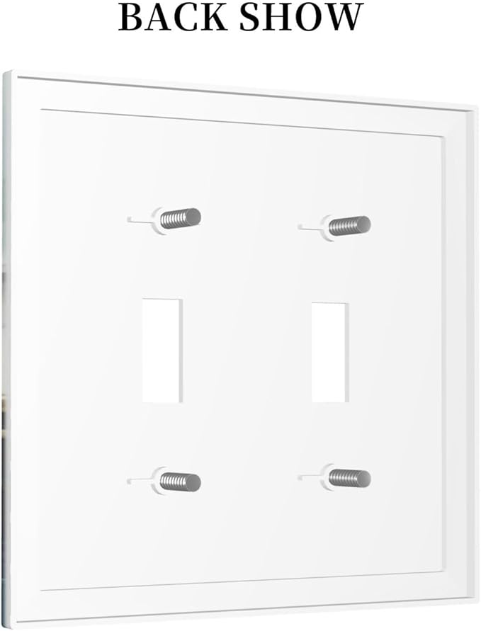 Boho Mountain Forest Abstract Sunset Sunrise Sun Double Toggle Light Switch Covers 2 Gang Wall Plate Dual Decorative Switchplate Electrical Faceplate for Country Bathroom Bedroom Decor